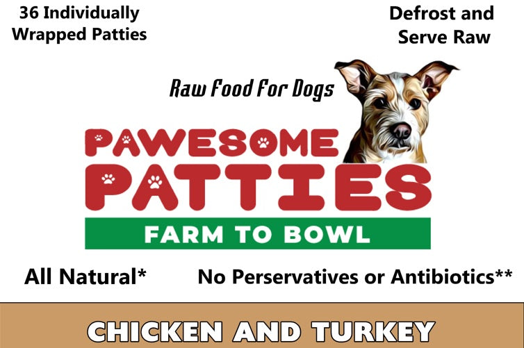 Chicken & Turkey Dog Food - Raw Patties